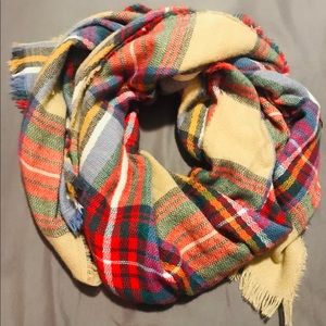 Plaid blanket scarf